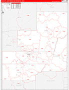 Rapid City Metro Area Wall Map Red Line Style